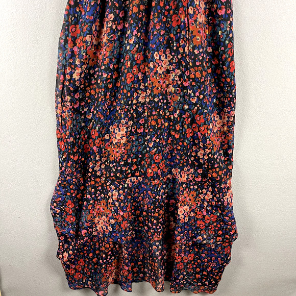 Fore Floral Chiffon Maxi Dress Women Large Halter Neck Smocked Romantic Flowy - Picture 12 of 16